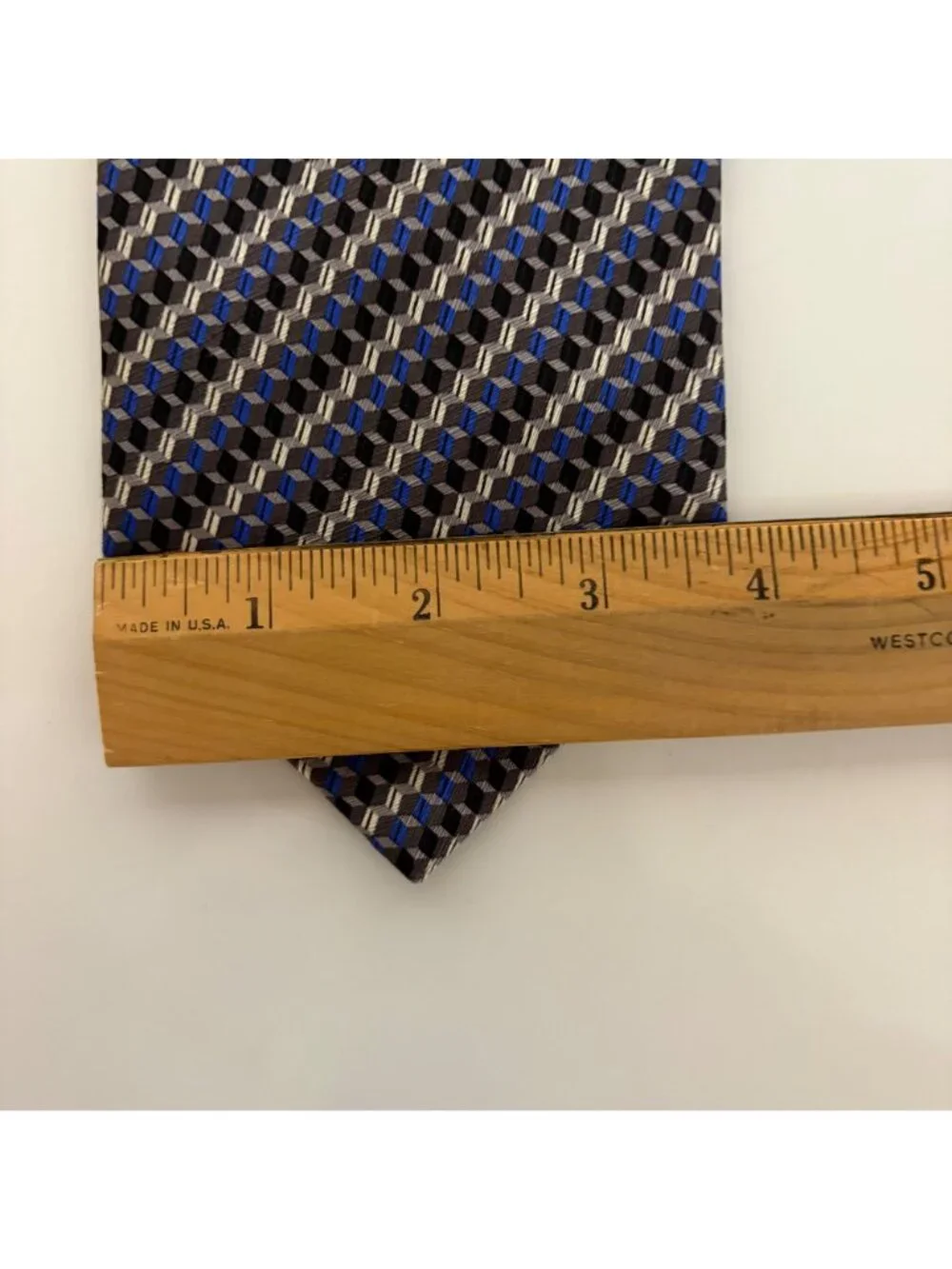 Stafford Executive Silk Tie Blue Gray Geometric Mens Necktie Italy Office Formal